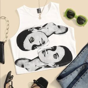 Graphic cotton blend crop top